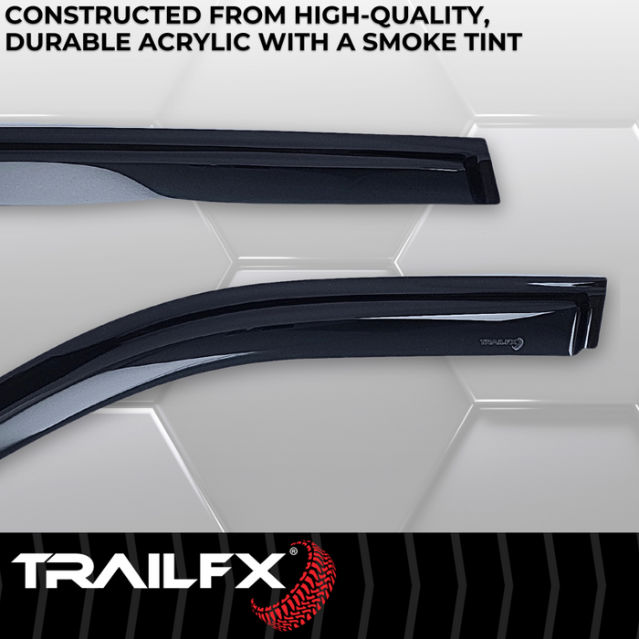 TrailFX Low Profile Side Window Deflector Fits Front And Rear Tape-On Smoke Acrylic Set Of 4 Model 4930H
