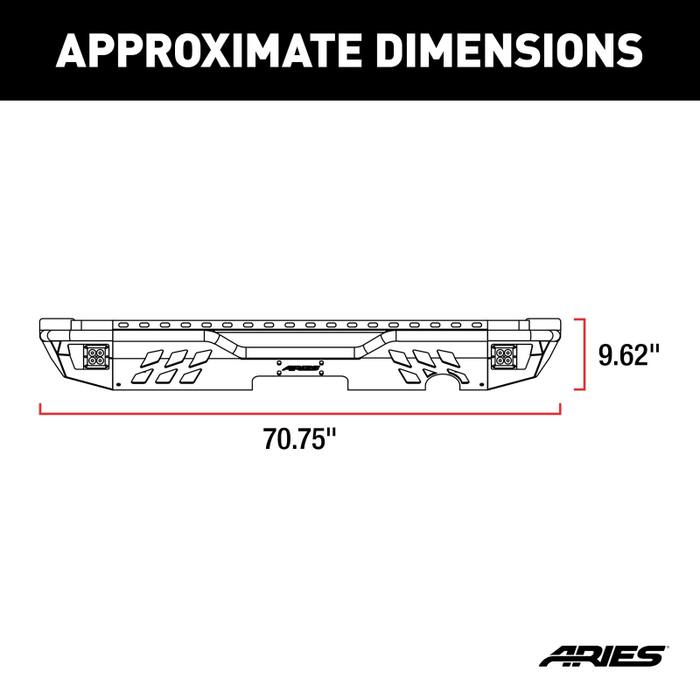 ARIES TrailChaser Jeep Wrangler JK Aluminum Rear Bumper with LED Lights Model 2082061