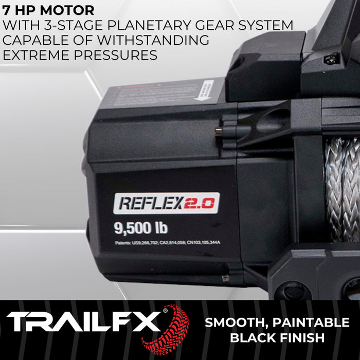 TrailFX REFLEX 2.0 Winch 9500LB Synthetic Rope Model WRS295B