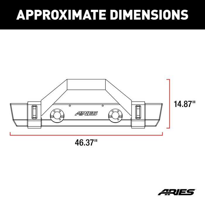 ARIES TrailCrusher Jeep Wrangler JK Steel Front Bumper with Brush Guard, 12.5K Model 2186000