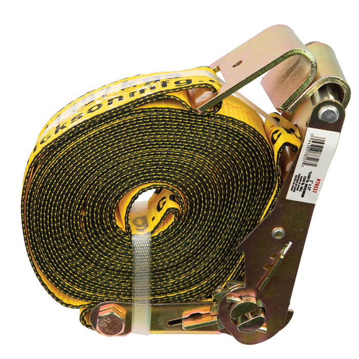 Erickson Manufacturing 2 In x 27Ft 10,000 Lb Heavy Duty Ratchet Strap With Flat Hooks Yellow Model 78527