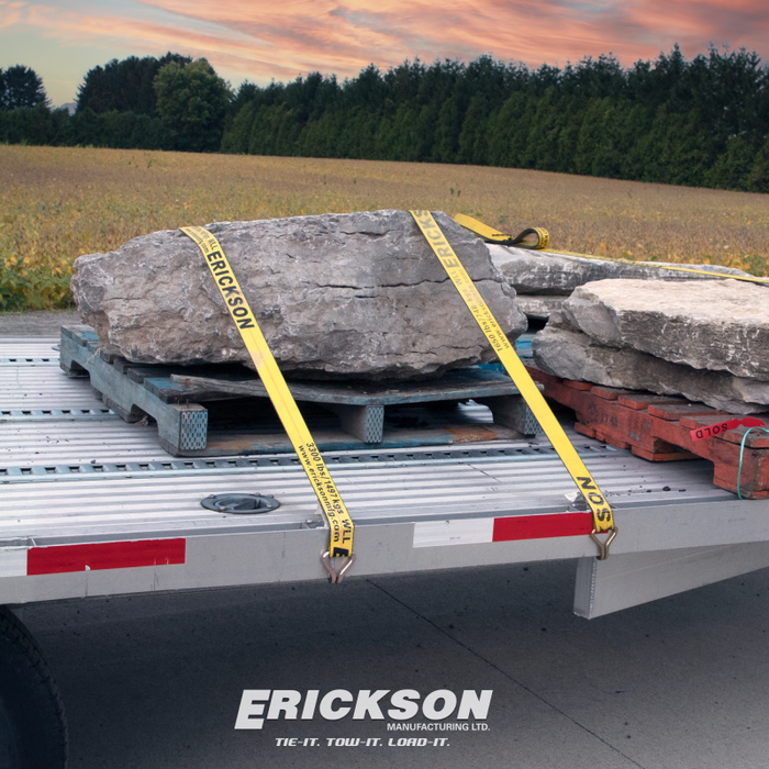 Erickson Manufacturing 2 In x 27Ft 10,000 Lb Ratchet Strap With Double J-Hooks Yellow Model 78627