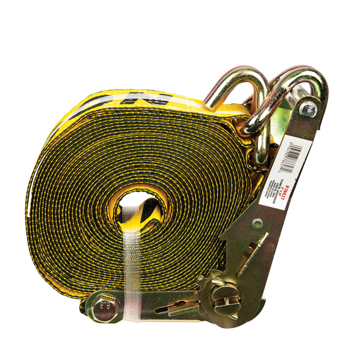 Erickson Manufacturing 2 In x 27Ft 10,000 Lb Ratchet Strap With Double J-Hooks Yellow Model 78627