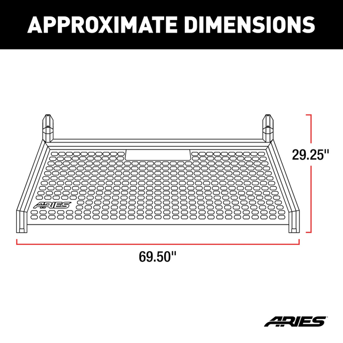 ARIES AdvantEDGE Black Aluminum Headache Rack, Fits Select Ford F-250, F-350 Super Duty Model 1110103