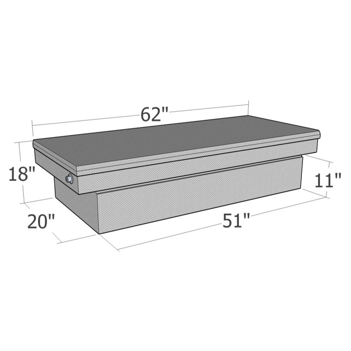 Brute Crossover Tool Box Single Lid Bright Aluminum Mid Size / Down Size Long Bed Only Model RB137FL
