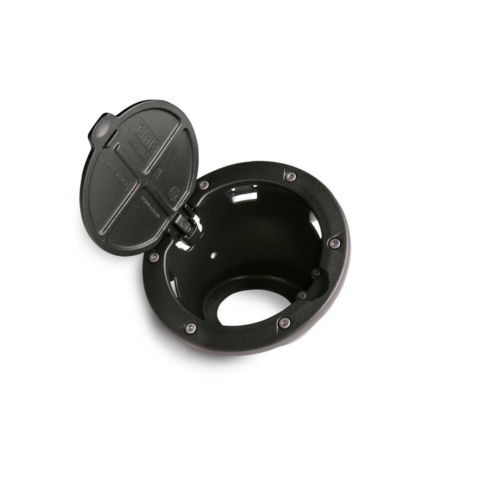 AMP Research Alloy Fuel Door, Black Aluminum - 07-18 Jeep Wrangler JK, 2 dr/4 dr Model 73000-01A