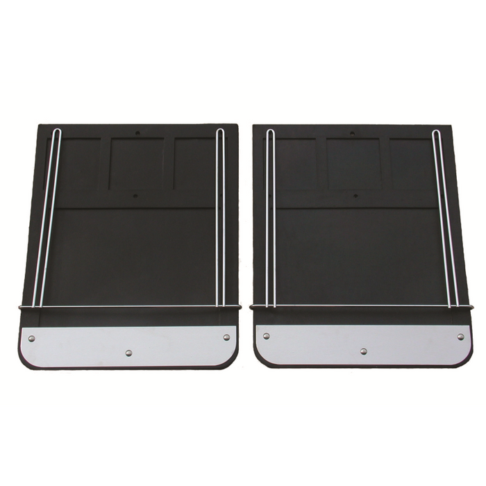 Go Industries Dually Mud Flap Set - Classic Style - Includes Flaps, Brackets, Stainless Weights and Chrome Anti Sails Model 70732SET