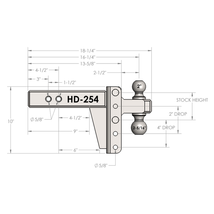 BulletProof Hitches 2.5" Heavy Duty 4" Drop/Rise Hitch Model HD254