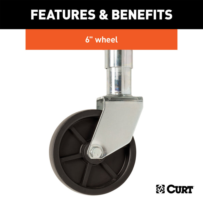 CURT Marine Trailer Jack with 6" Wheel (1,000 lbs, 10" Travel) Model 25004