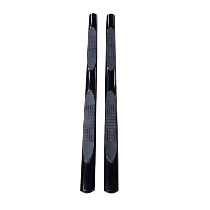 TrailFX 4" Oval Straight  Step Nerf Bars W/ Step Pads Powder Coat Black Steel Model A1543B