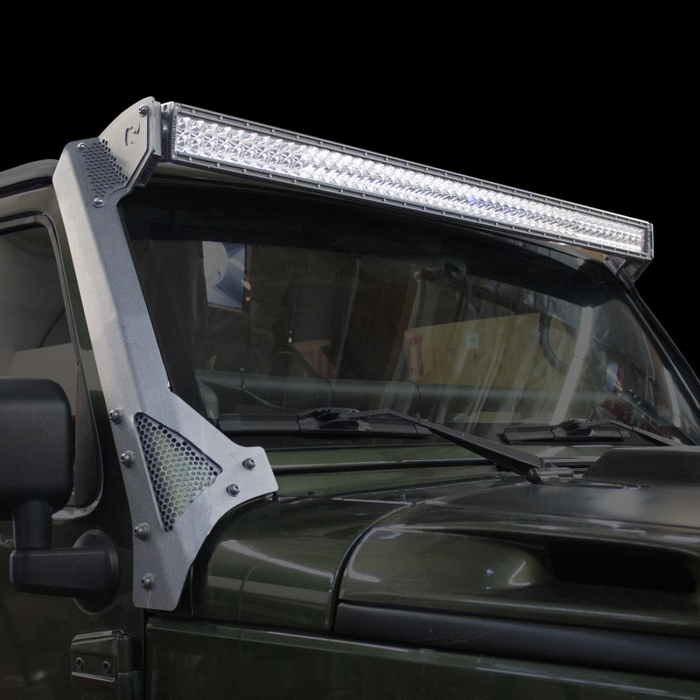 Go Rhino XE Windshield Light Mount for Jeep Wrangler JK, fits 50" Light Bar Model 730503T
