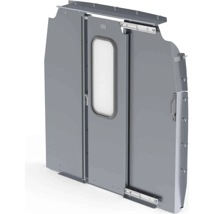 Ranger Design Aluminum Straight Sliding Door Partition for Mercedes Sprinter Low Roof 144" Wheelbase w/ Polycarbonate Window Model 3068-DL
