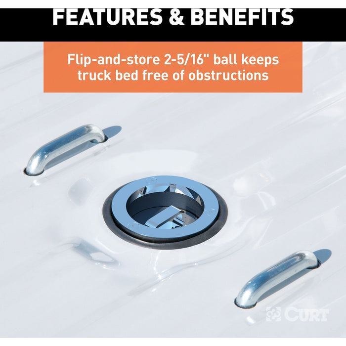 CURT Double Lock Gooseneck Hitch, 2-5/16-Inch Flip-Over Ball 30K, Fits Select Ford F-150, F-250 Model 60722
