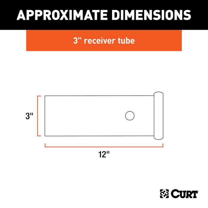 CURT 12" Raw Steel Receiver Tubing - 3" Receiver, 5/8" Pin Hole Model 49517