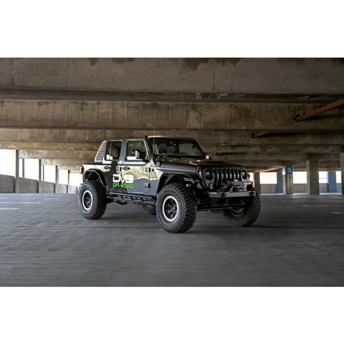 DV8 Offroad 2007-2026 Jeep GladiatorJT Wrangler JK JKU JL JLU Stubby Front Bumper With Plated Bull Bar Model FBJL-06