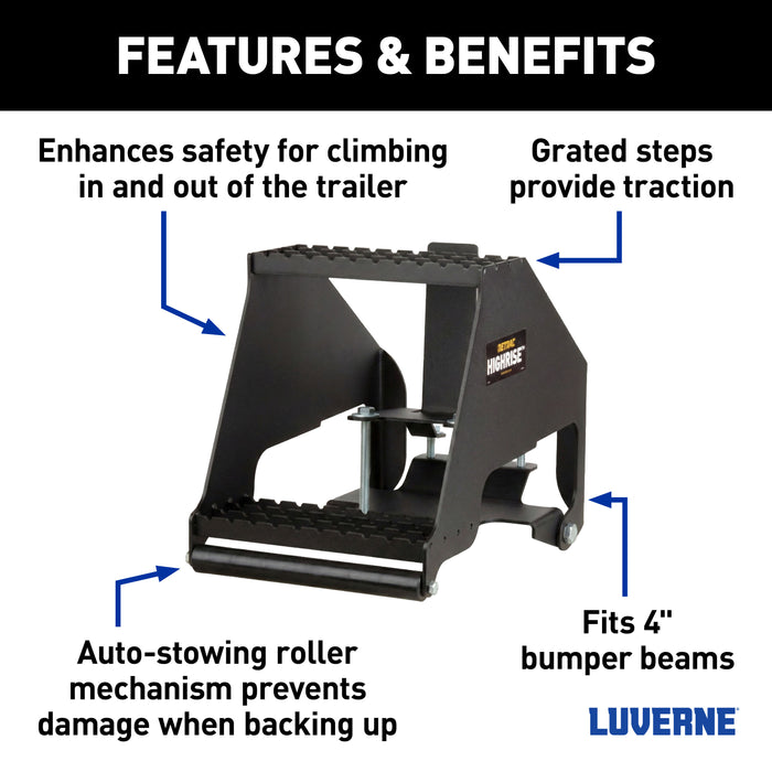 Luverne RETRAC HighRise Folding Rear Entry Bed Step (Fits 5" 6-1/2" 7-1/2" Bumpers) Model 409925L