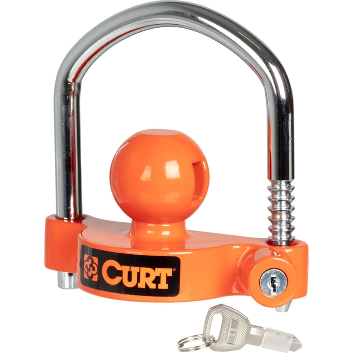 CURT 23090-KA Universal Trailer Coupler Lock, Bright Orange, Fits Couplers with 1-7/8", 2" or 2-5/16" Ball Diameter, Keyed Alike Model 23090-KA