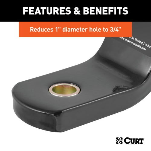 CURT Trailer Hitch Ball Hole Reducer Bushing, Reduces 1-Inch Diameter to 3/4-Inch Stem Model 21101