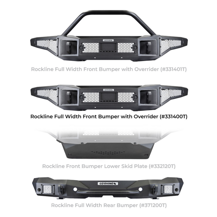 Go Rhino Rockline Winch-Ready Front Full Width Bumper For Ford Bronco Model 331400T