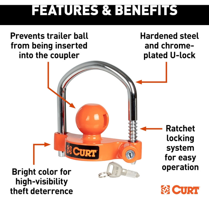 CURT Hitch & Coupler Lock Set, 2" or 2-1/2" Receivers, 1-7/8" to 2-5/16" Couplers Model 23092