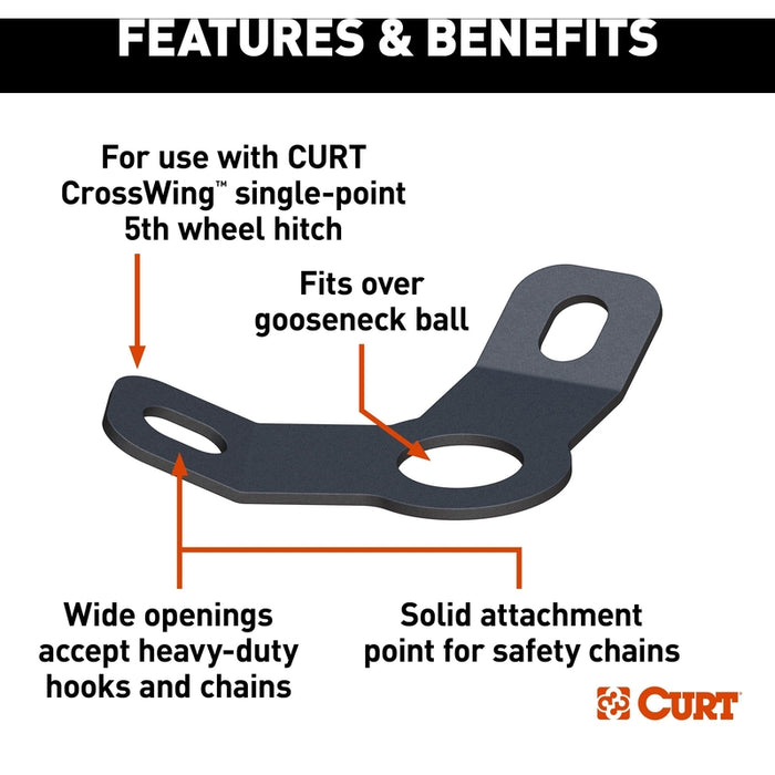 CURT CrossWing 5th Wheel Safety Chain Anchor Plate for Gooseneck Ball Model 16615
