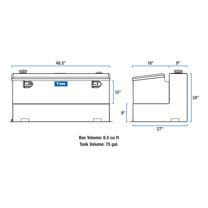 UWS White 75-Gallon Steel-Aluminum Combo Transfer Tank Model ST-75-COMBO-W
