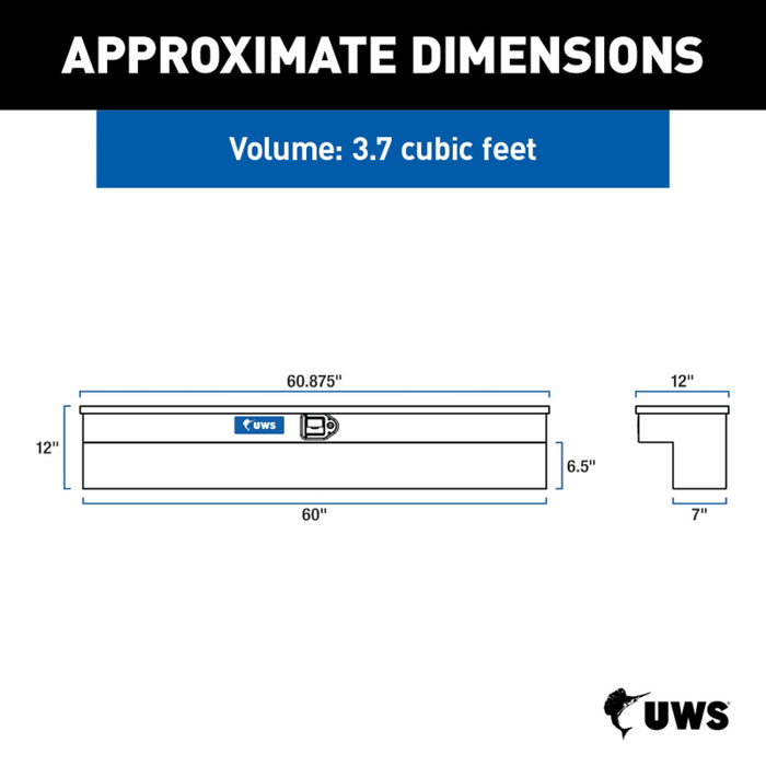 UWS Gloss Black Aluminum 60" Truck Side Tool Box with Space-Saving Legs Model EC30122-MK2