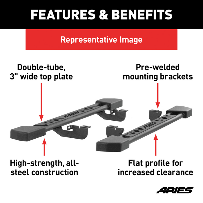 ARIES Rocker Step Running Boards, Select Jeep Wrangler JL 2-Door Model ...