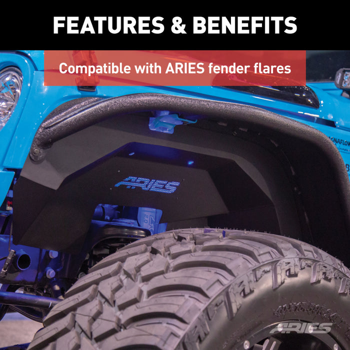 ARIES Jeep Wrangler JK Aluminum Front and Rear Inner Fender Liners Model 2500450