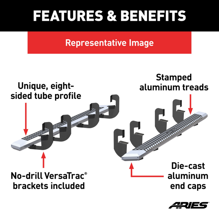 ARIES AdvantEDGE 5-1/2" x 91" Chrome Aluminum Running Boards Model 2555015