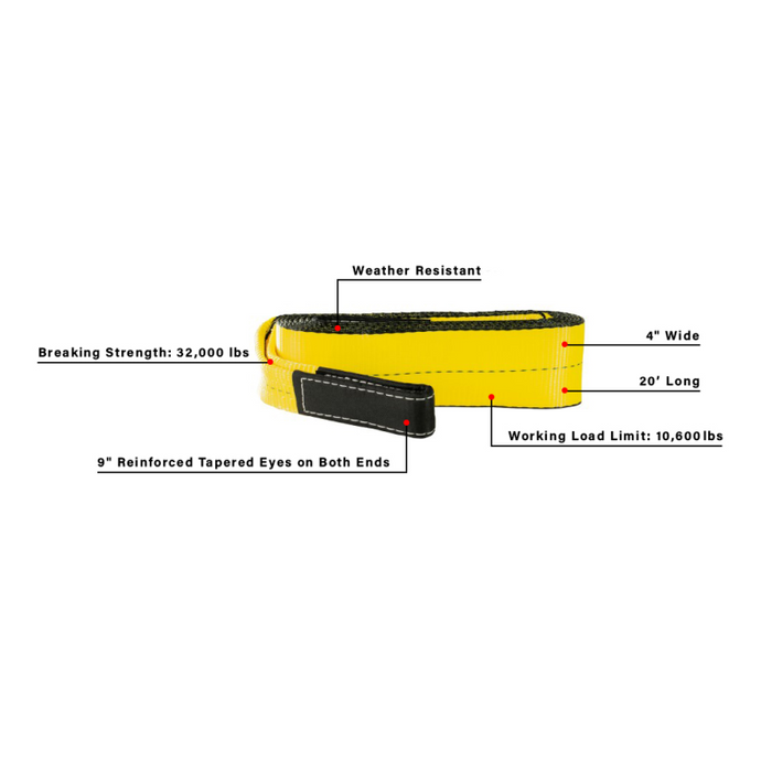 BulletProof Hitches Extreme Duty 4" Tow Strap Model EDTOWSTRAP