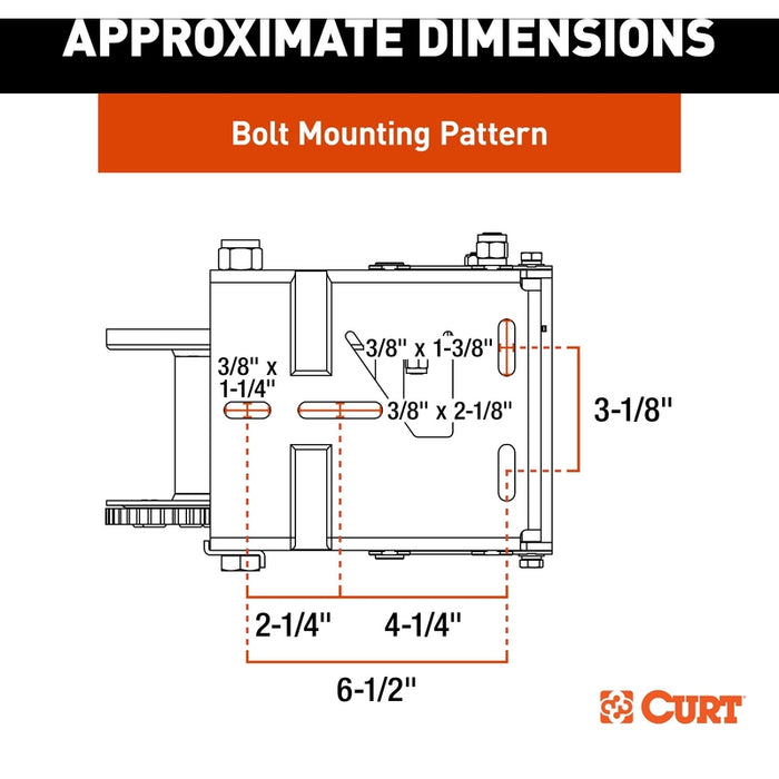 CURT Hand-Crank Brake Winch, 2,500 lbs, 15.8:1 Gear Ratio, 10.6" Handle Model 29625