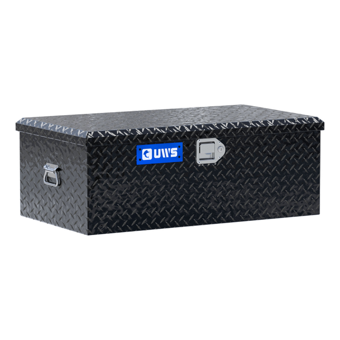 UWS 36" Gloss Black Heavy-Wall Aluminum Foot Locker Tool Chest Storage Box, RigidCore Lid Model FOOT-LOCKER-BLK
