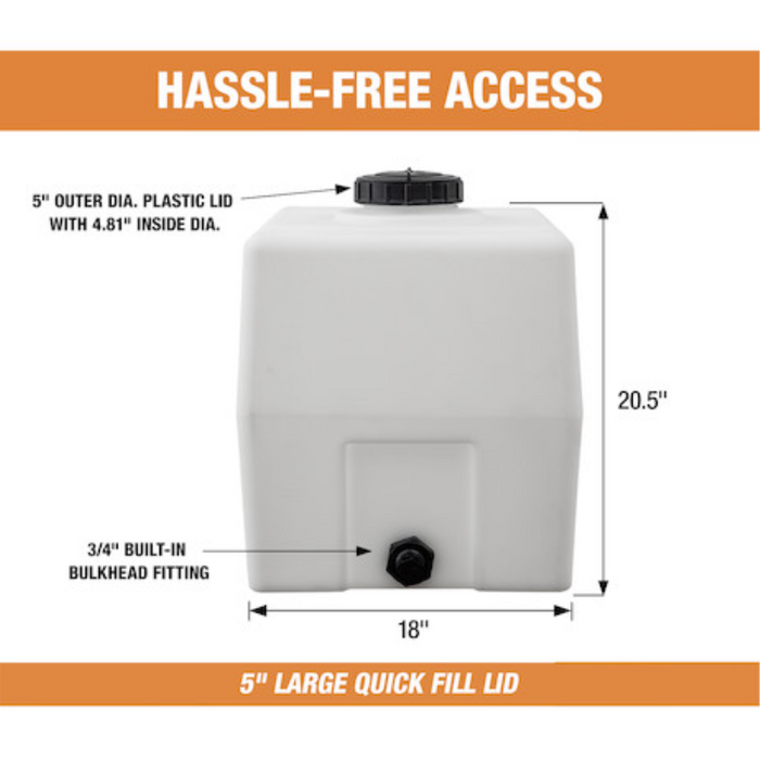 Buyers 30 Gallon Square Storage Tank -  Polyethylene 24x19x22 Inch Model 82123909