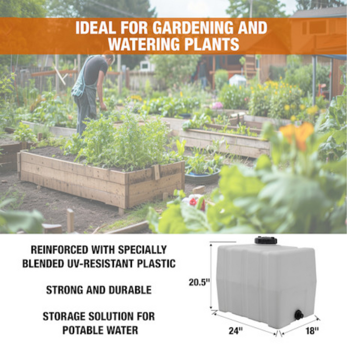 Buyers 30 Gallon Square Storage Tank -  Polyethylene 24x19x22 Inch Model 82123909