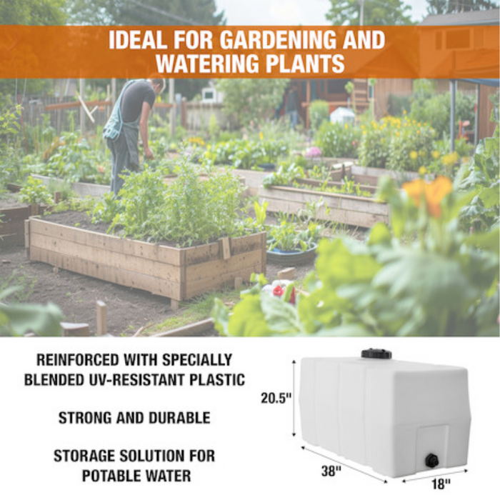 Buyers 50 Gallon Square Storage Tank - Polyethylene 38x19x22 Inch Model 82123919