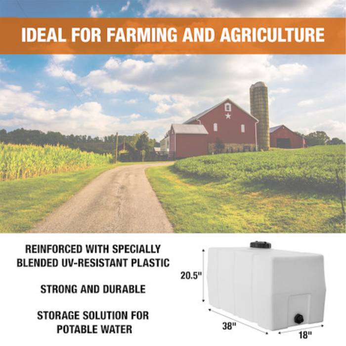 Buyers 50 Gallon Square Storage Tank - Polyethylene 38x19x22 Inch Model 82123919