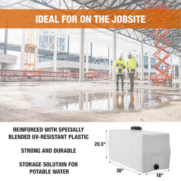 Buyers 50 Gallon Square Storage Tank - Polyethylene 38x19x22 Inch Model 82123919