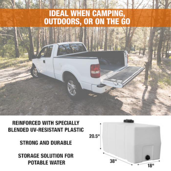 Buyers 50 Gallon Square Storage Tank - Polyethylene 38x19x22 Inch Model 82123919
