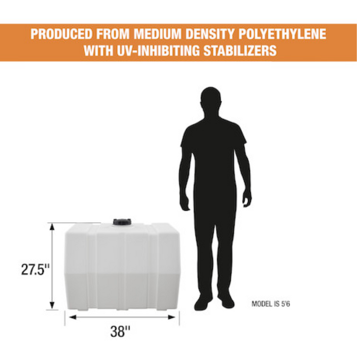 Buyers 100 Gallon Square Storage Tank - Polyethylene 38x30x29 Inch Model 82123929
