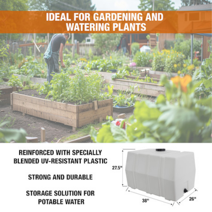Buyers 100 Gallon Square Storage Tank - Polyethylene 38x30x29 Inch Model 82123929
