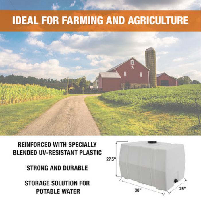 Buyers 100 Gallon Square Storage Tank - Polyethylene 38x30x29 Inch Model 82123929