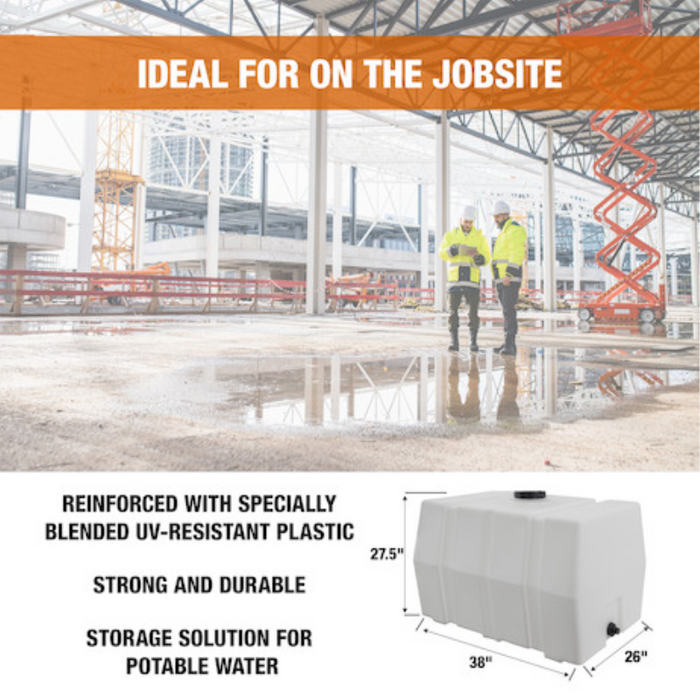Buyers 100 Gallon Square Storage Tank - Polyethylene 38x30x29 Inch Model 82123929