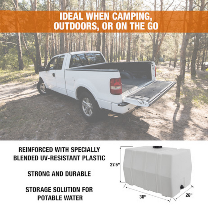 Buyers 100 Gallon Square Storage Tank - Polyethylene 38x30x29 Inch Model 82123929
