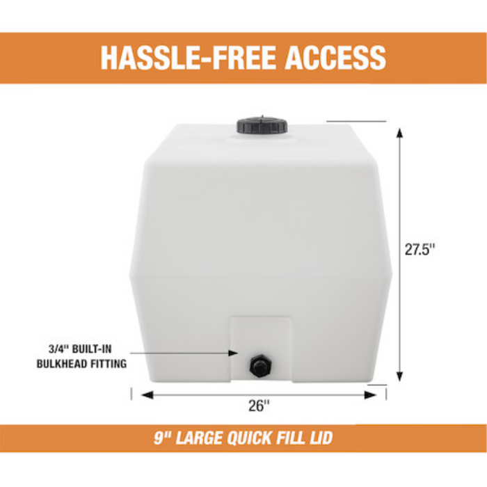 Buyers 100 Gallon Square Storage Tank - Polyethylene 38x30x29 Inch Model 82123929