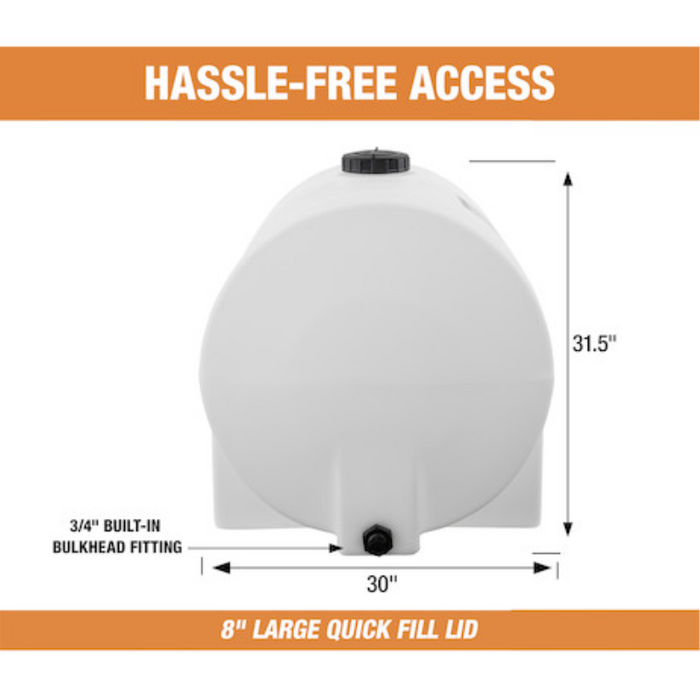 Buyers 125 Gallon Storage Tank with Legs - Polyethylene 44x30x31.5 Inch Model 82123949