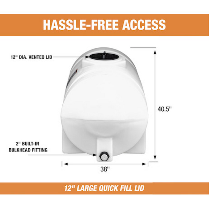 Buyers 325 Gallon Storage Tank with Legs - Polyethylene 72x38x39 Inch Model 82124259