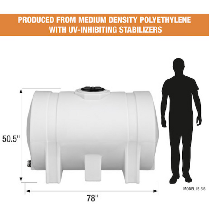 Buyers 550 Gallon Storage Tank with Legs - Polyethylene 78x48x49 Inch Model 82124269