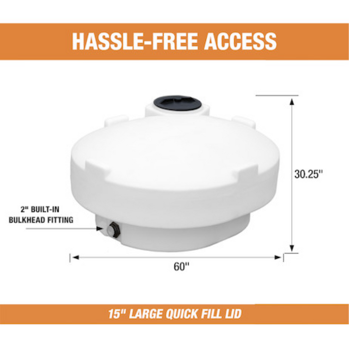 Buyers 210 Gallon Pickup Truck Storage Tank - Polyethylene 60x52.5x29.75 Inch Model 82124639