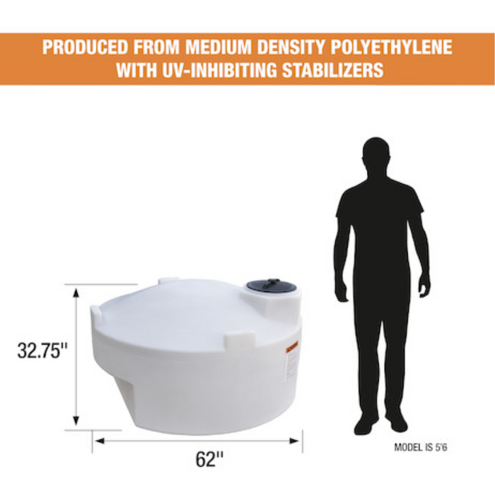 Buyers 325 Gallon Pickup Truck Storage Tank - Polyethylene 62x52.5x32.75 Inch Model 82124649